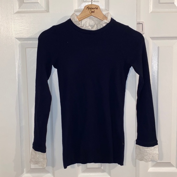 Navy Rosemary Eyelet Knit Top - Picture 6 of 13